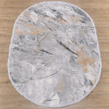 Ковер из вискозы ДИЗАЙН A523A ЦВЕТ GRAY / CREAM овал