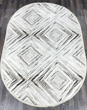 Ковер турецкий 16150-1 Gordion (Полиэстер хит-сет, кремовый) овальный