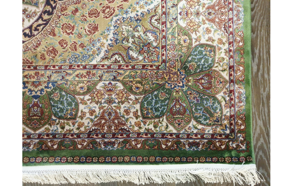 Турецкий ковёр шелковый QUM 2041- 9054E YESIL/BEJ
